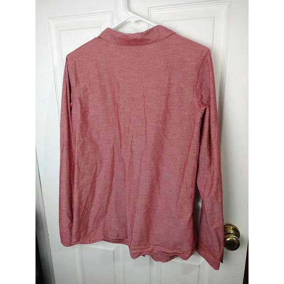 Patagonia Woman 8 Shirt 100 Organic Cotton Red V Neck Button Front Pockets - Picture 11 of 11